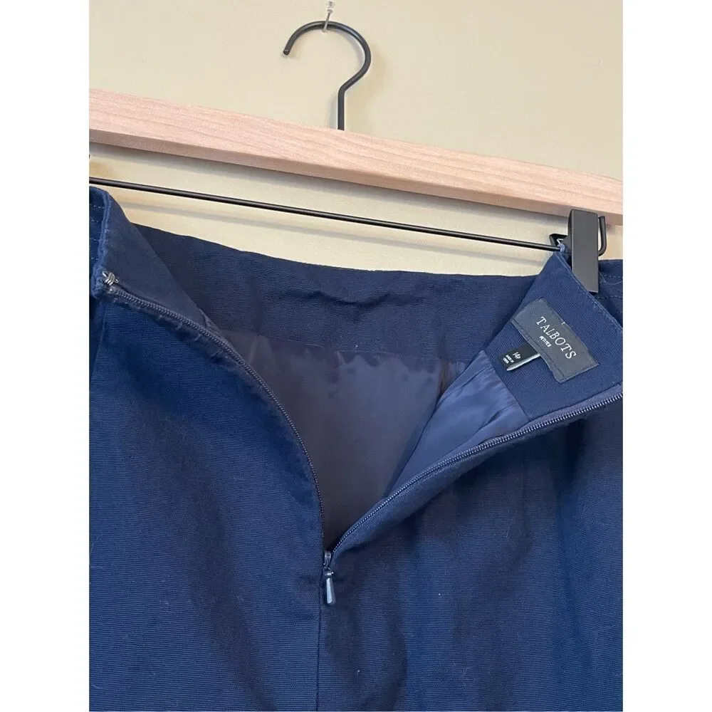 Talbots Women’s Navy Blue Cotton Lined Skirt Petite 14